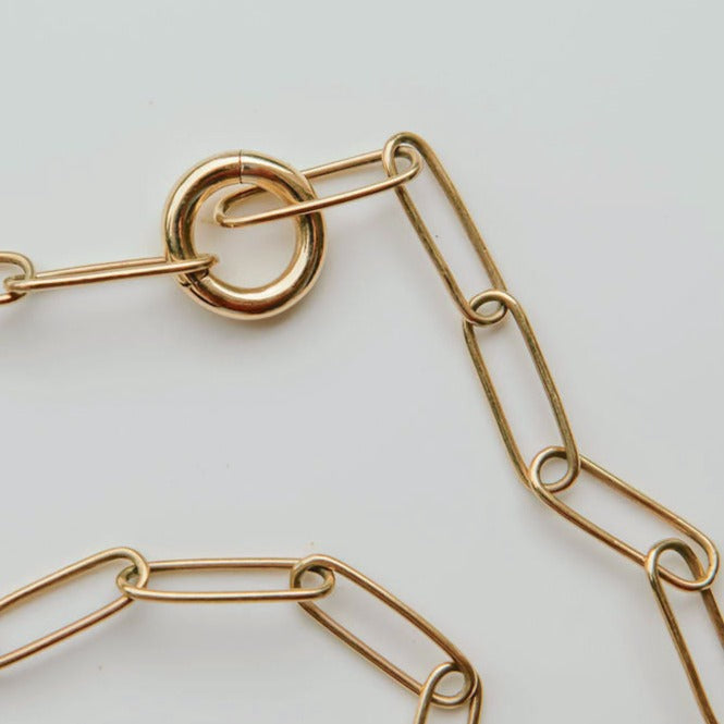 Solid Gold Chunky Paperclip Link Necklace