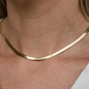 Liquid Gold necklace on neck