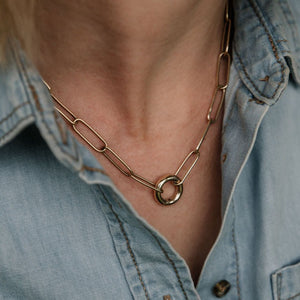 Solid Gold Chunky Paperclip Link Necklace