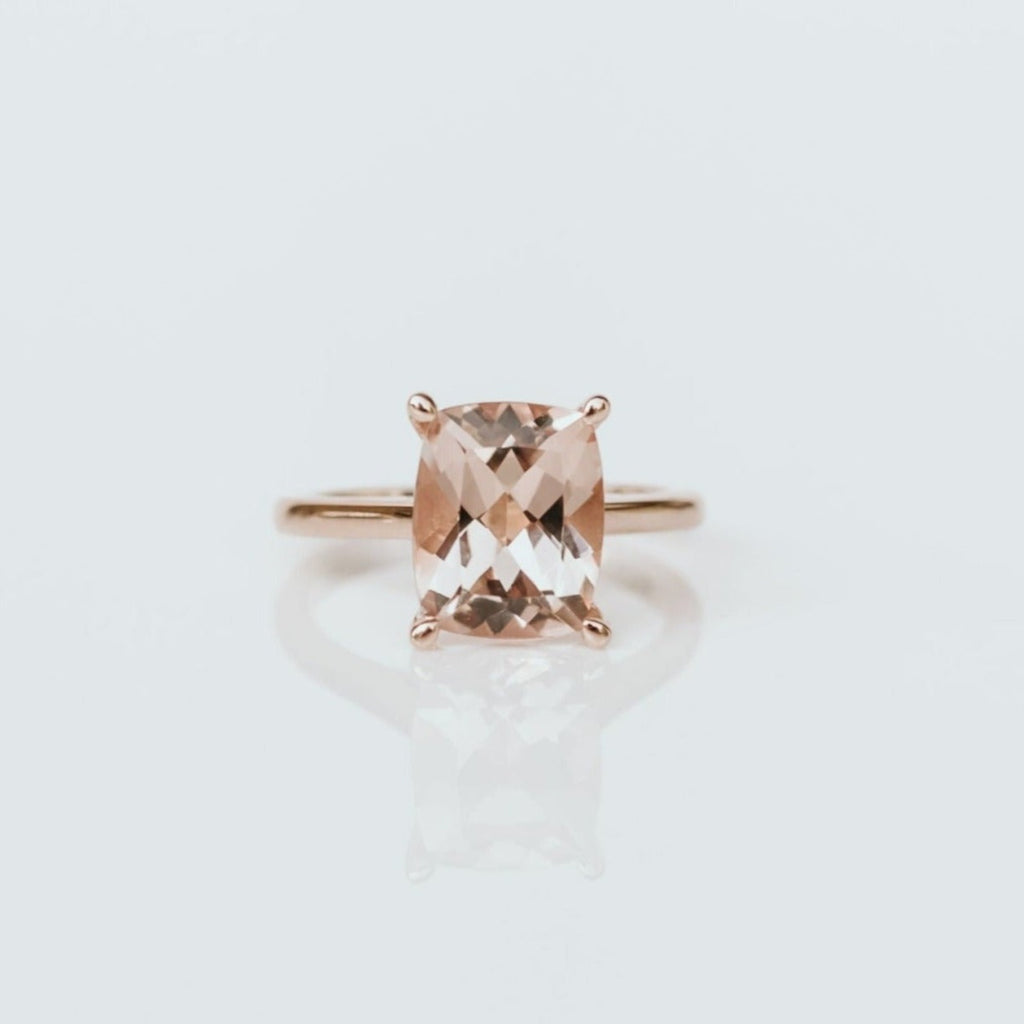 9ct rose gold cocktail ring with a 2.68ct peach morganite.