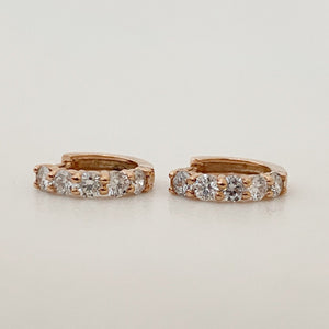 Rose Gold Huggie Diamond Earrings